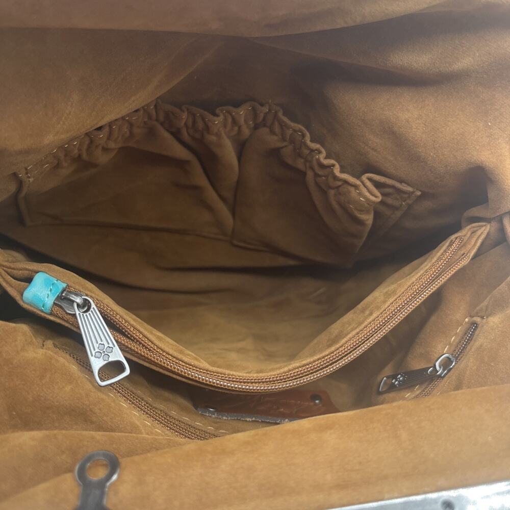 Patricia Nash NOVELlA Frame Bag Aqua Turquoise Croc Leather Kiss Lock Satchel - Picture 12 of 14